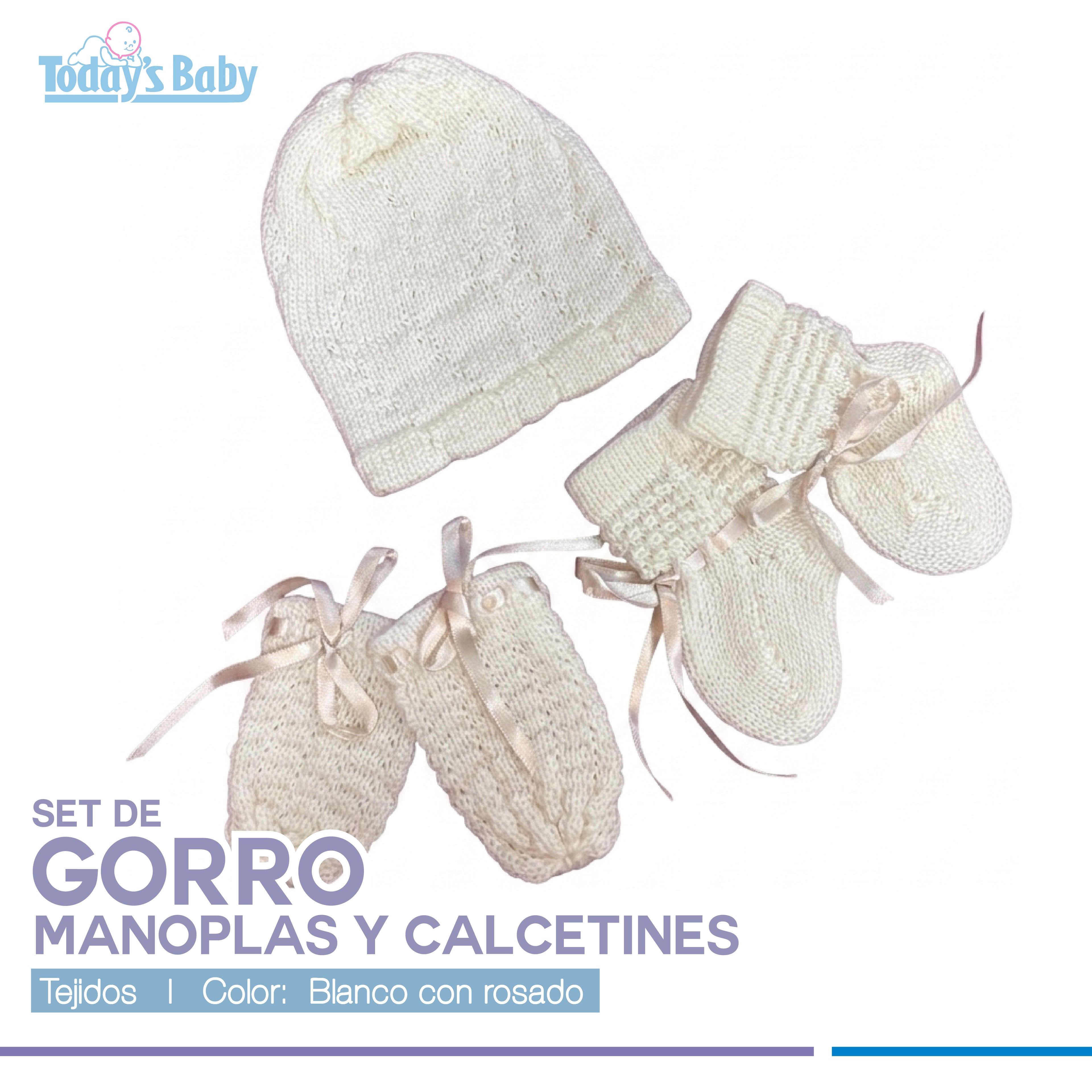 Set de gorro, manoplas y calcetines tejido