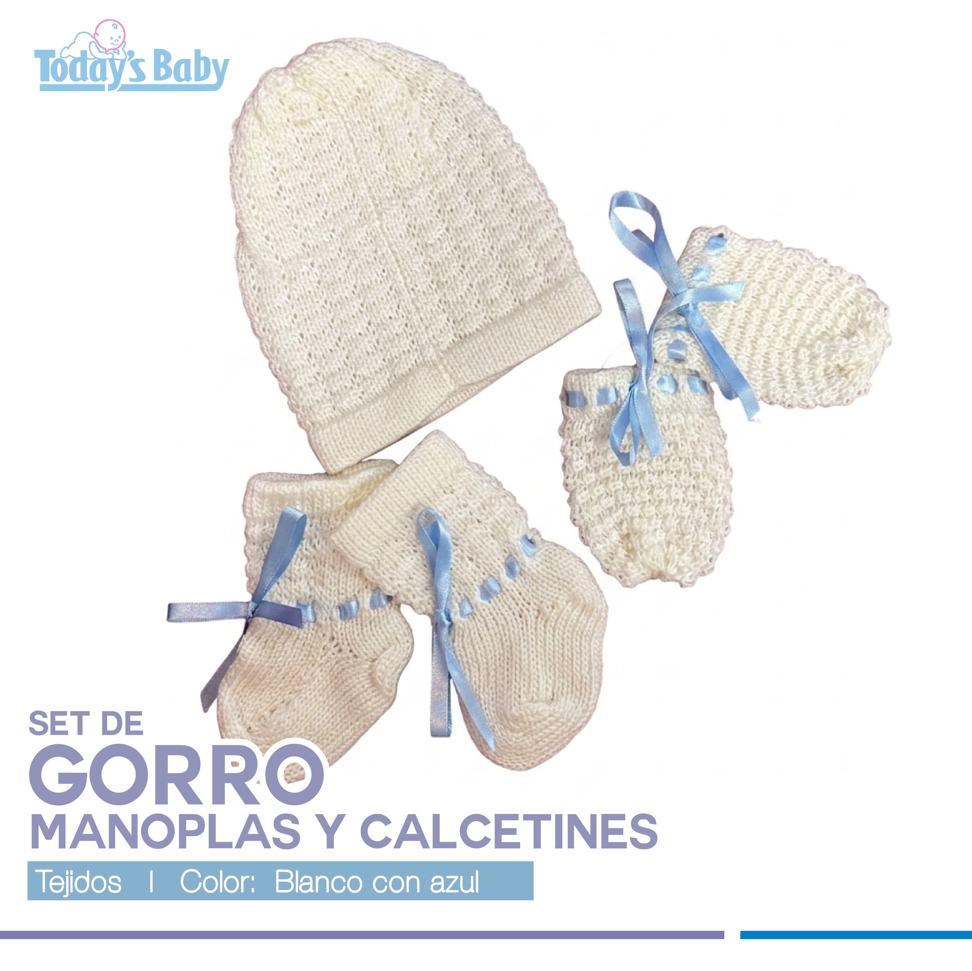 Set de gorro, manoplas y calcetines tejido