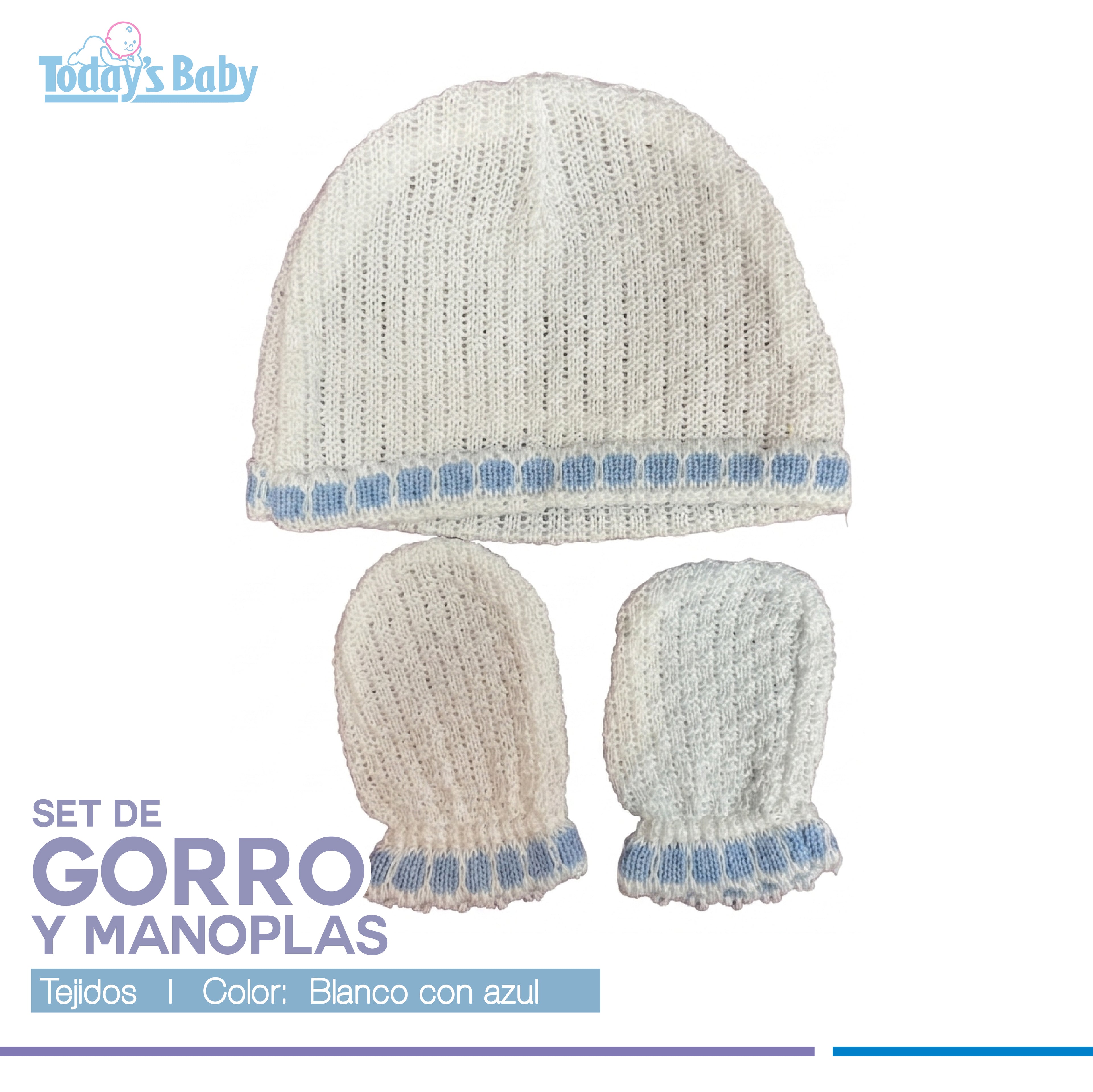 Set de gorro y manoplas tejido